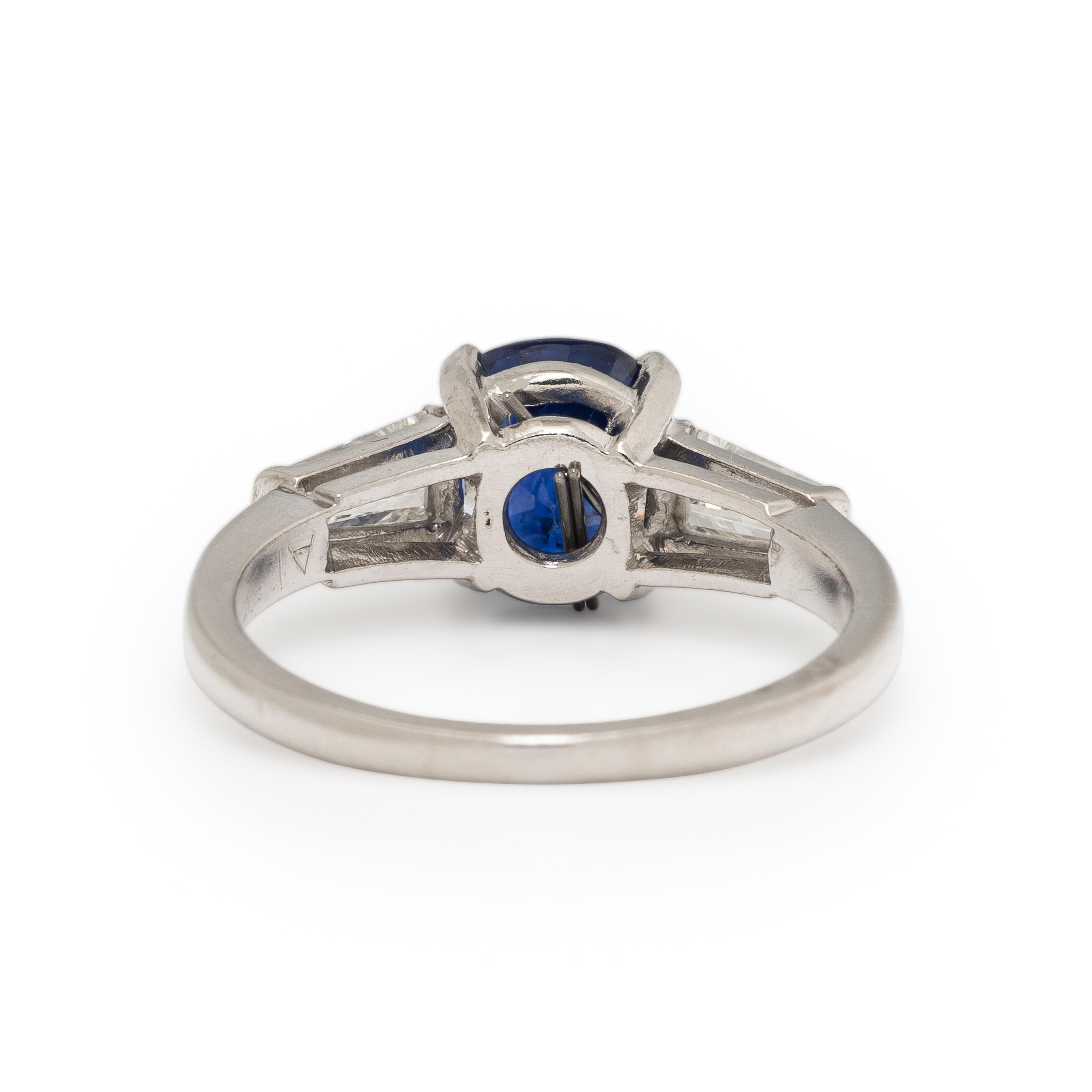 Sapphire, Diamond, and Platinum Ring