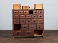 A Country Grain-Painted and Parcel Gilt Pine Apothecary Chest