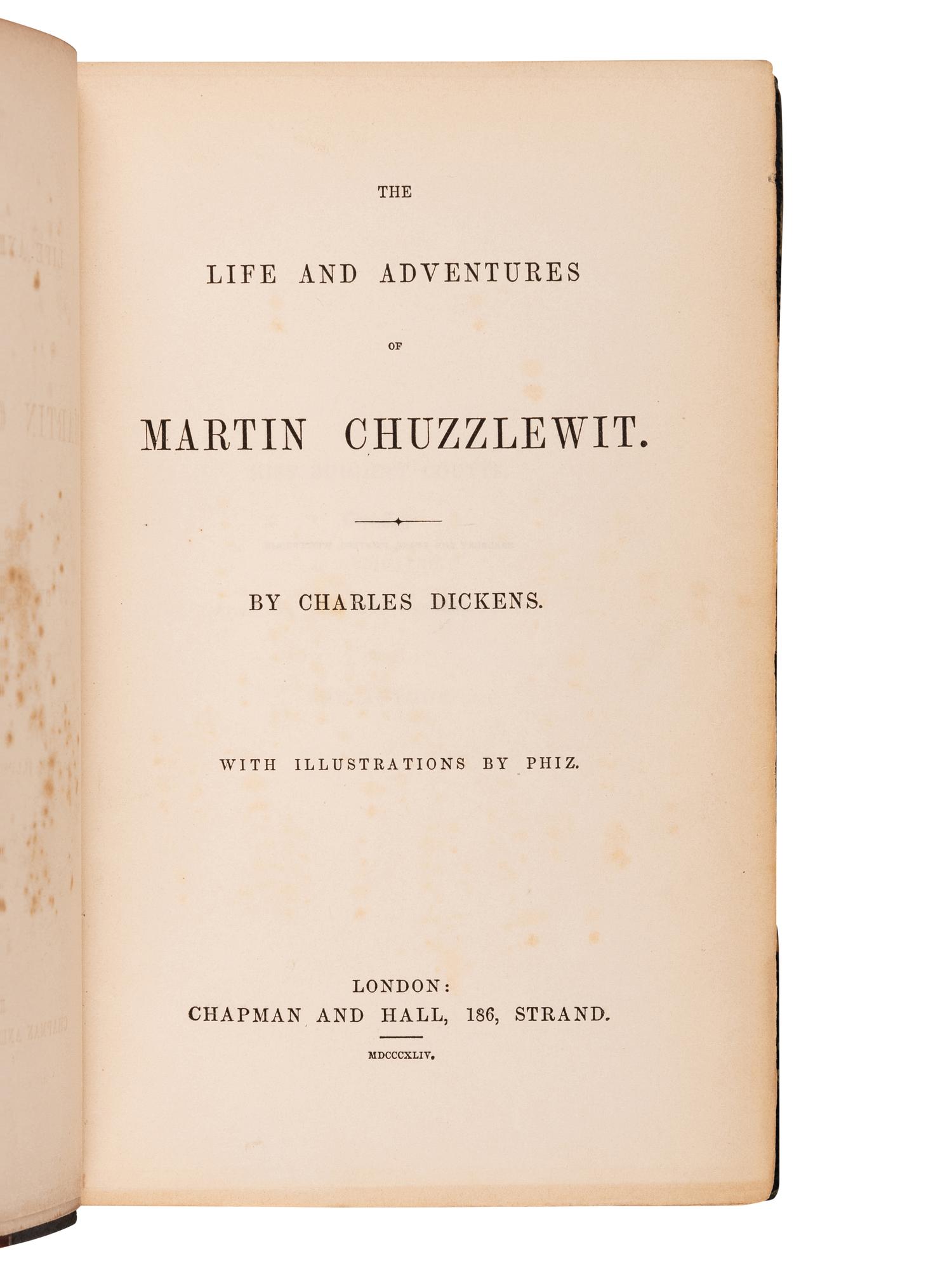 DICKENS, Charles (1812-1870). The Life and Adventures of Nicholas Nickleby . London: Chapman & Hall, 1839.
