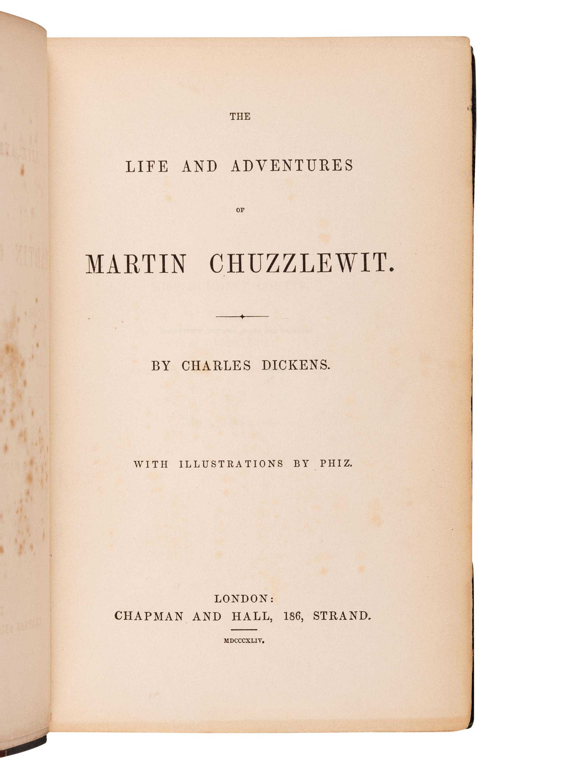 DICKENS, Charles (1812-1870). The Life and Adventures of Nicholas Nickleby . London: Chapman & Hall, 1839.