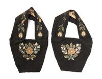 A Pair of Moose Hair and Birch Bark Mimac Moccasin Tops Length 11 1/4 x 6 3/4 inches. — CIRCA 1880