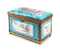 A French Enameled Copper and Gilt Metal Table Casket