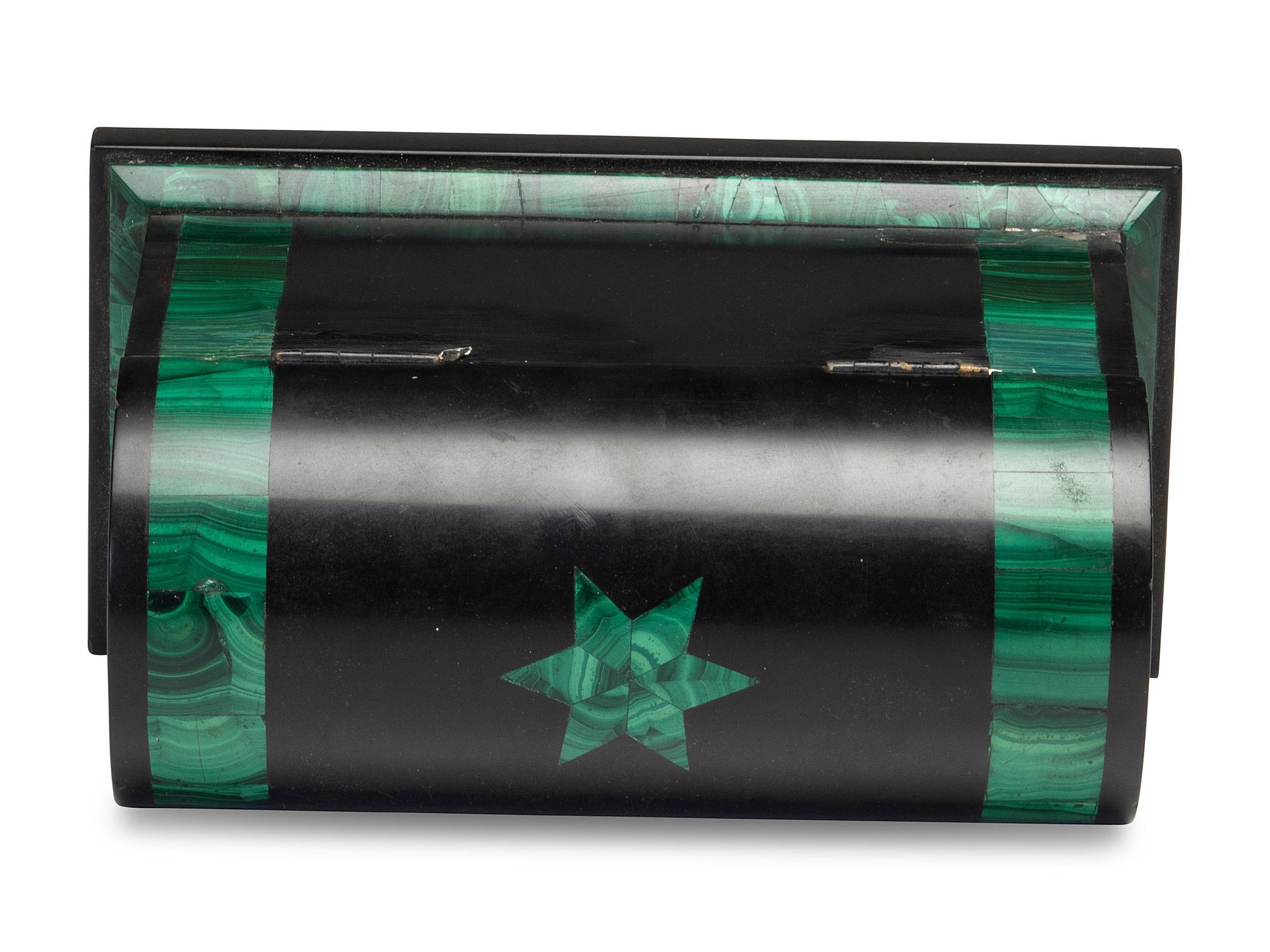 A Malachite Veneered Table Casket