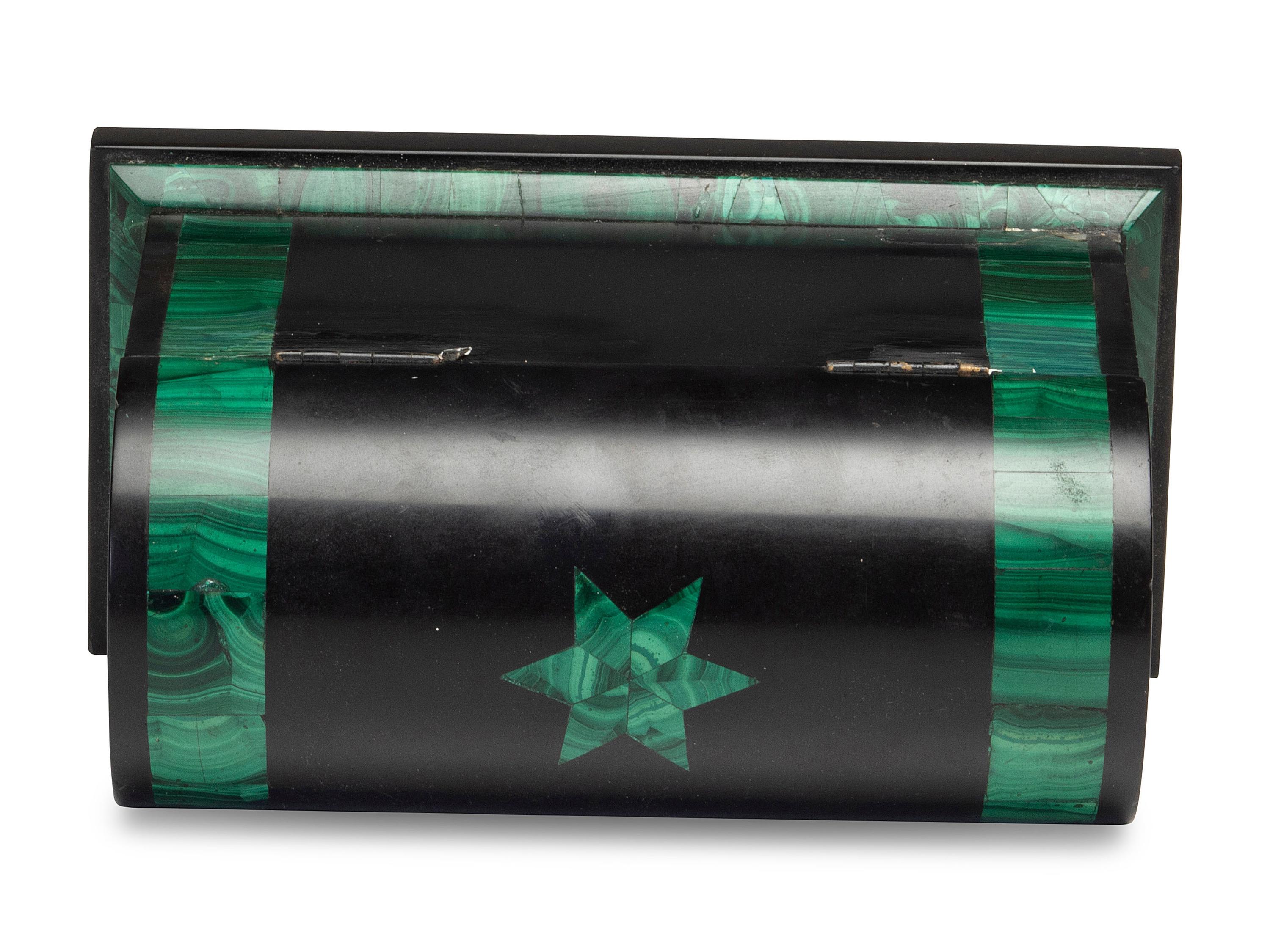 A Malachite Veneered Table Casket