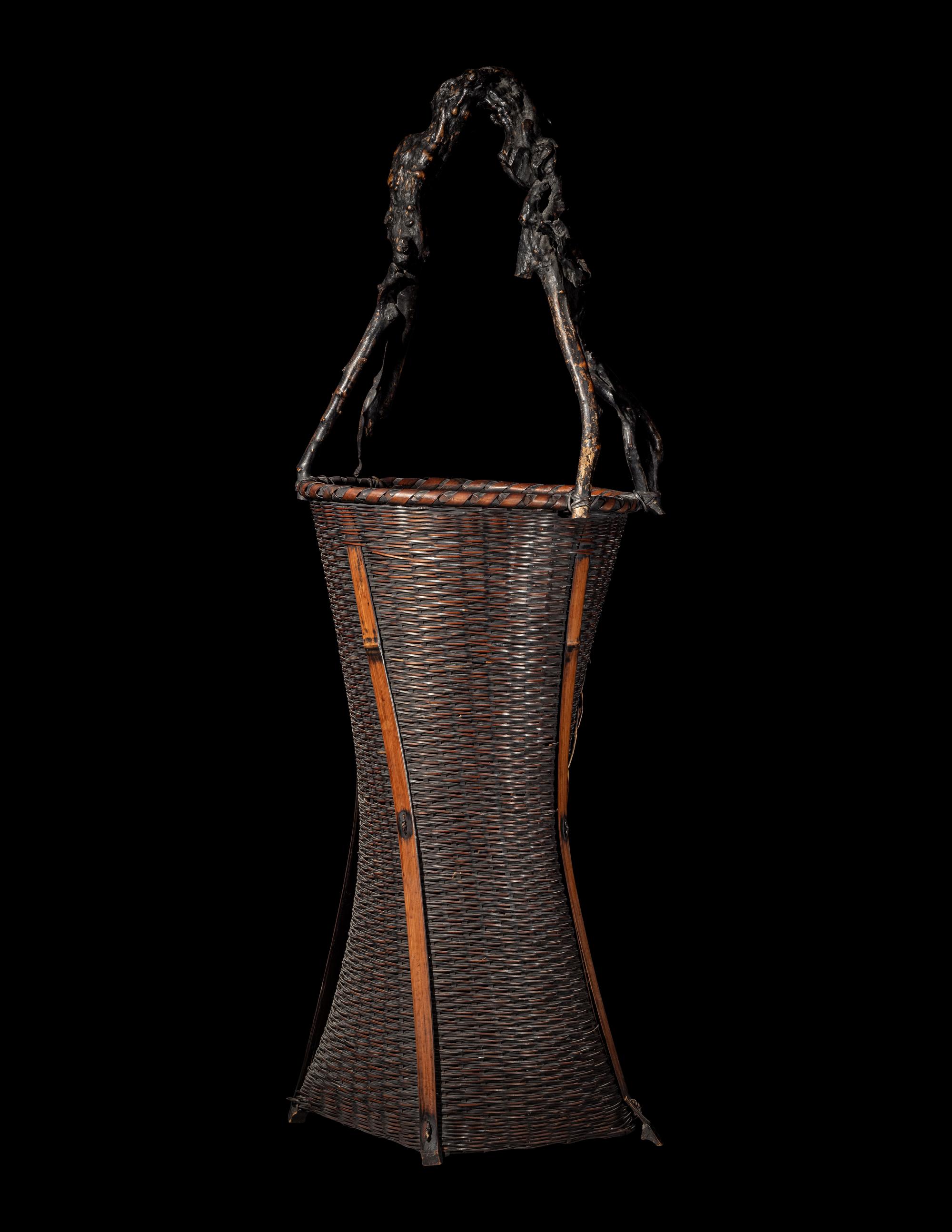 A Large Japanese Ikebana Bamboo Basket