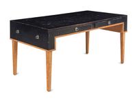 A Modernist Burlwood and Leather-Veneered Desk