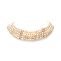 CULTURED PEARL AND DIAMOND CHOKER NECKLACE