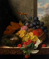 Edward Ladell (British, 1821-1886) — Still Life with Fruit and Birds Nest