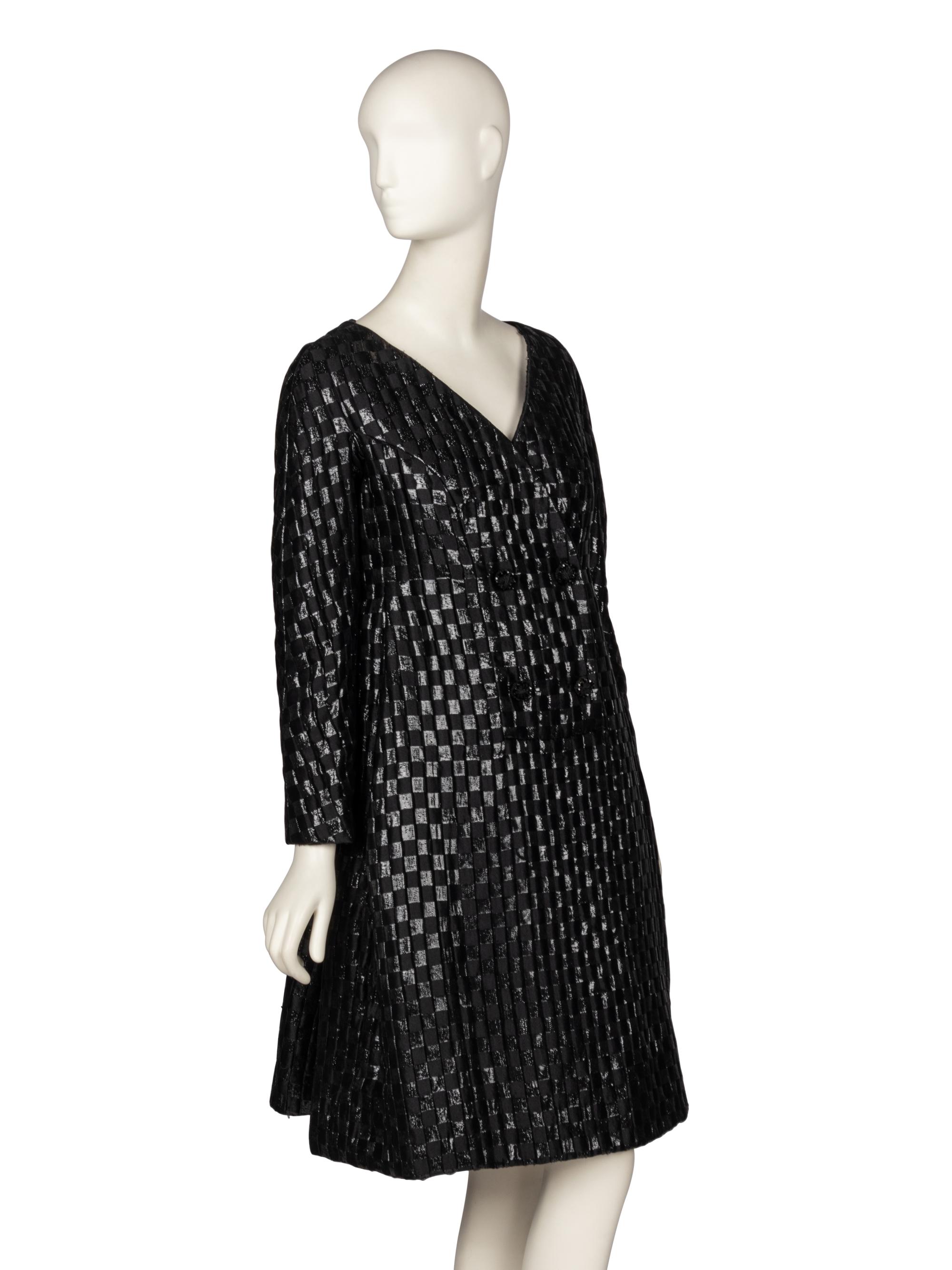 Galanos, Black Brocade Cocktail Dress