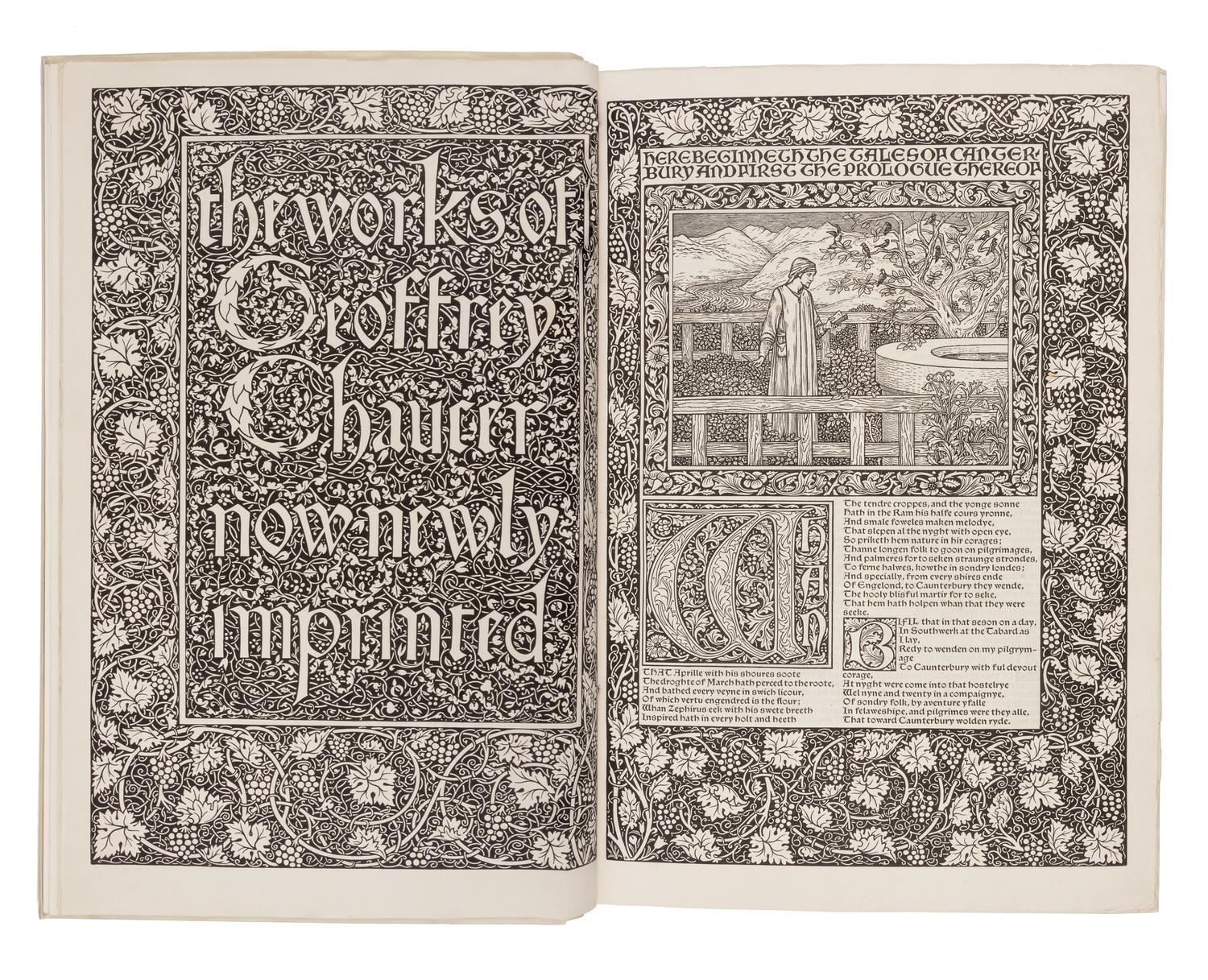 [FINE PRESS & LIVRE D'ARTISTE]. -- [KELMSCOTT PRESS]. CHAUCER, Geoffrey. The Works ... now newly imprinted . Edited by F.S. Ellis. Hammersmith: Kelmscott Press, 1896.