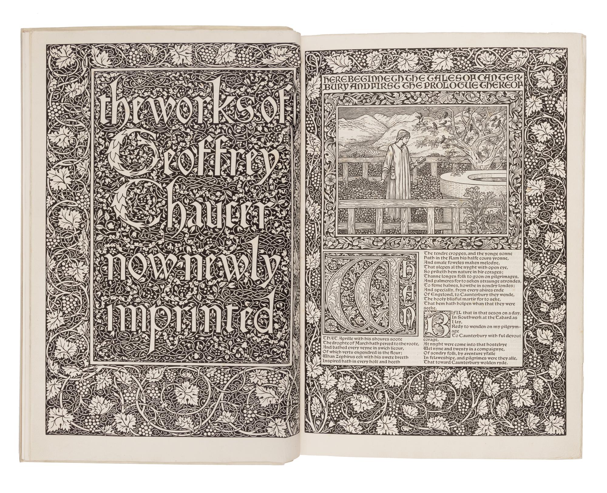 [FINE PRESS & LIVRE D'ARTISTE]. -- [KELMSCOTT PRESS]. CHAUCER, Geoffrey. The Works ... now newly imprinted . Edited by F.S. Ellis. Hammersmith: Kelmscott Press, 1896.