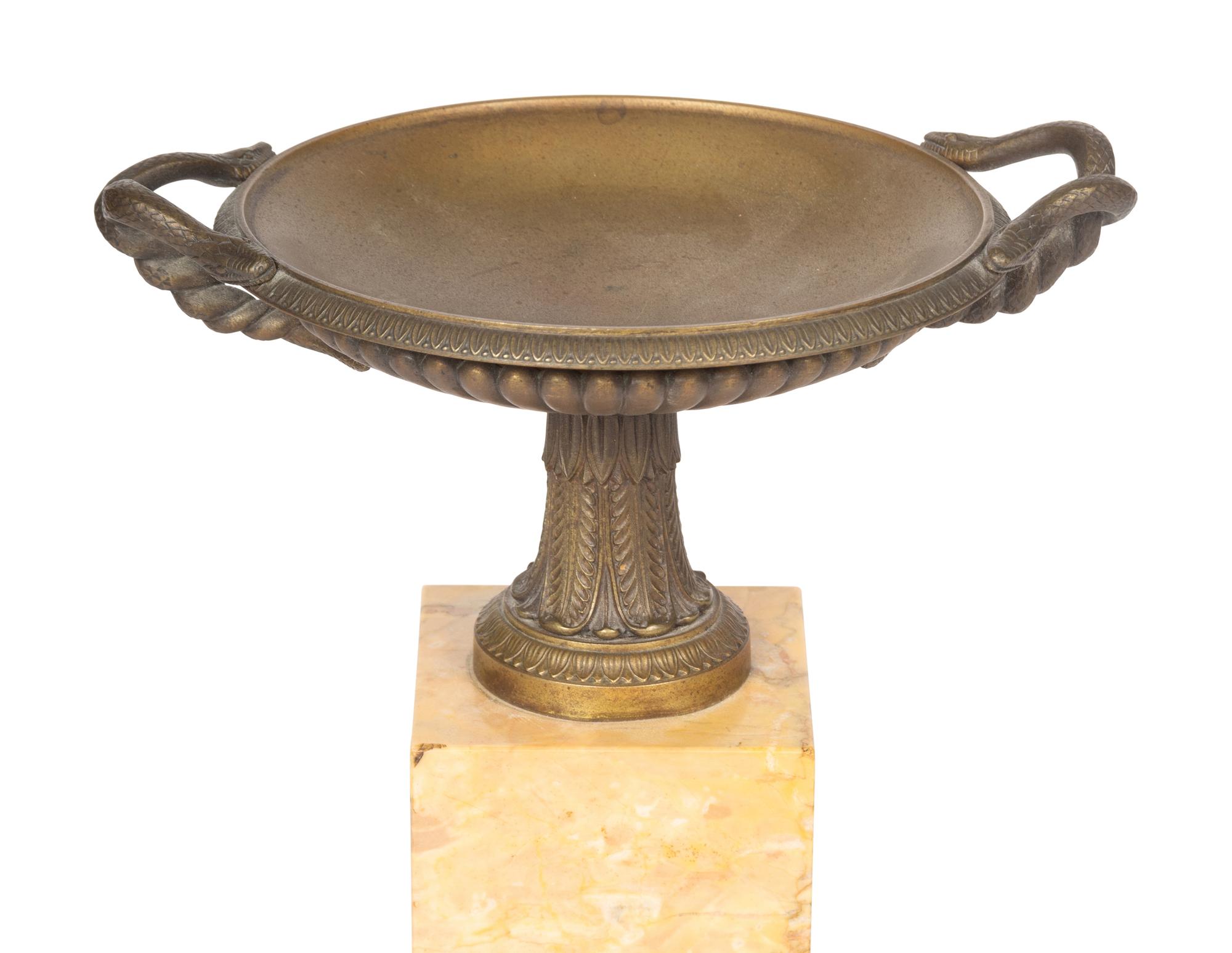 A Pair of Grand Tour Bronze and Marble Tazza Ornaments
