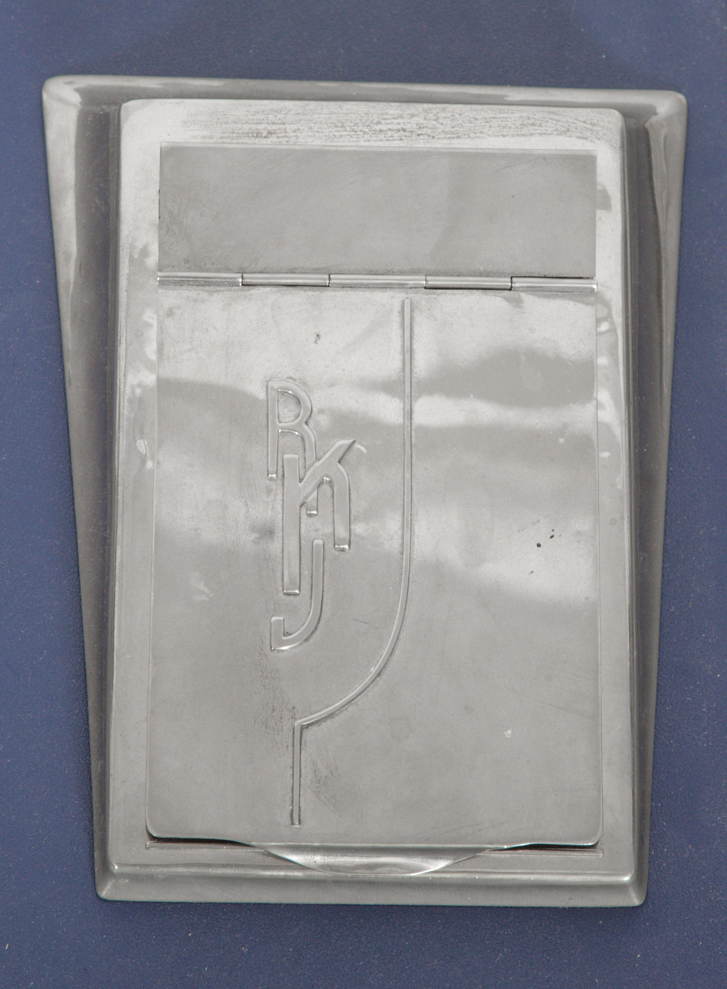 A Dirk Van Erp Nickel-Plated Bronze Three-Piece Desk Set