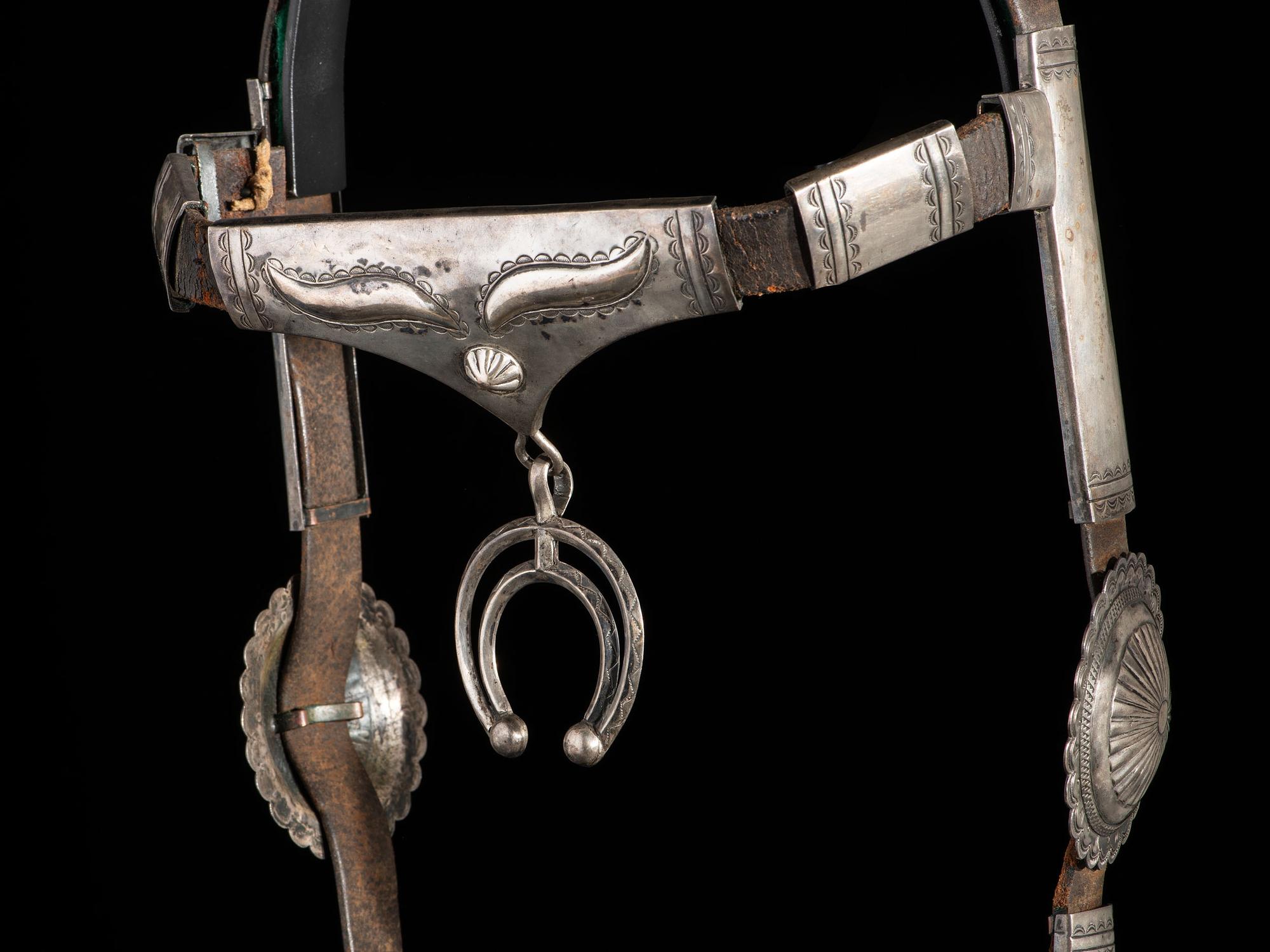 Navajo Stamped Silver Headstall, with Iron Ported Shank Bit