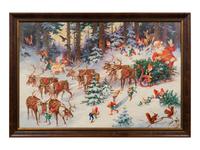 Santa and His Elves Gathering Trees in His Sleigh