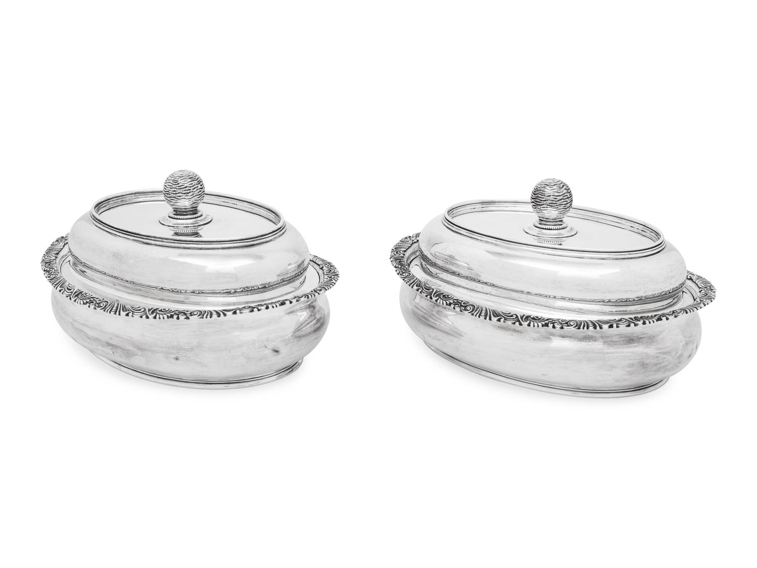A Pair of American Silver Covered Vegetable Dishes