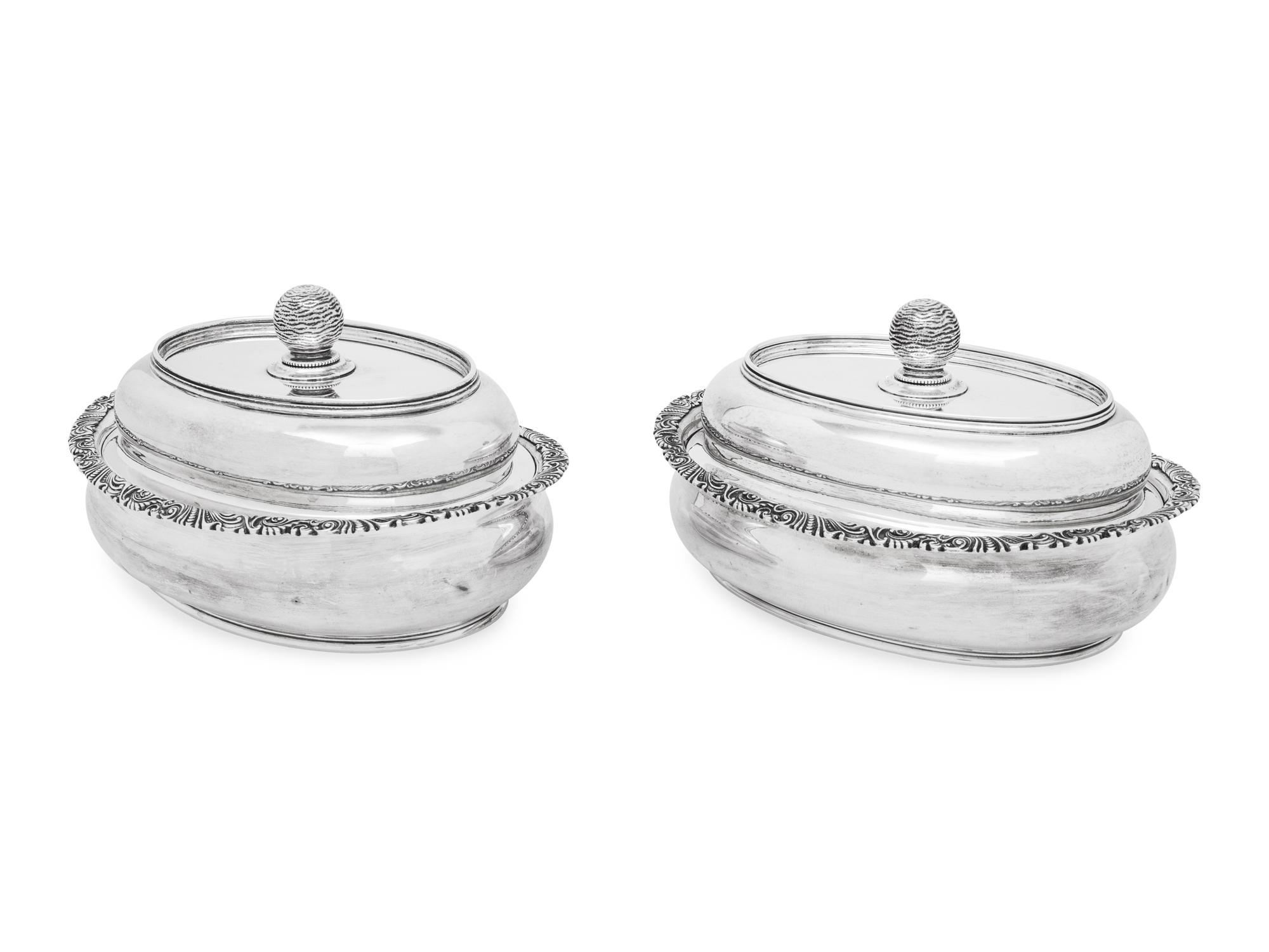 A Pair of American Silver Covered Vegetable Dishes