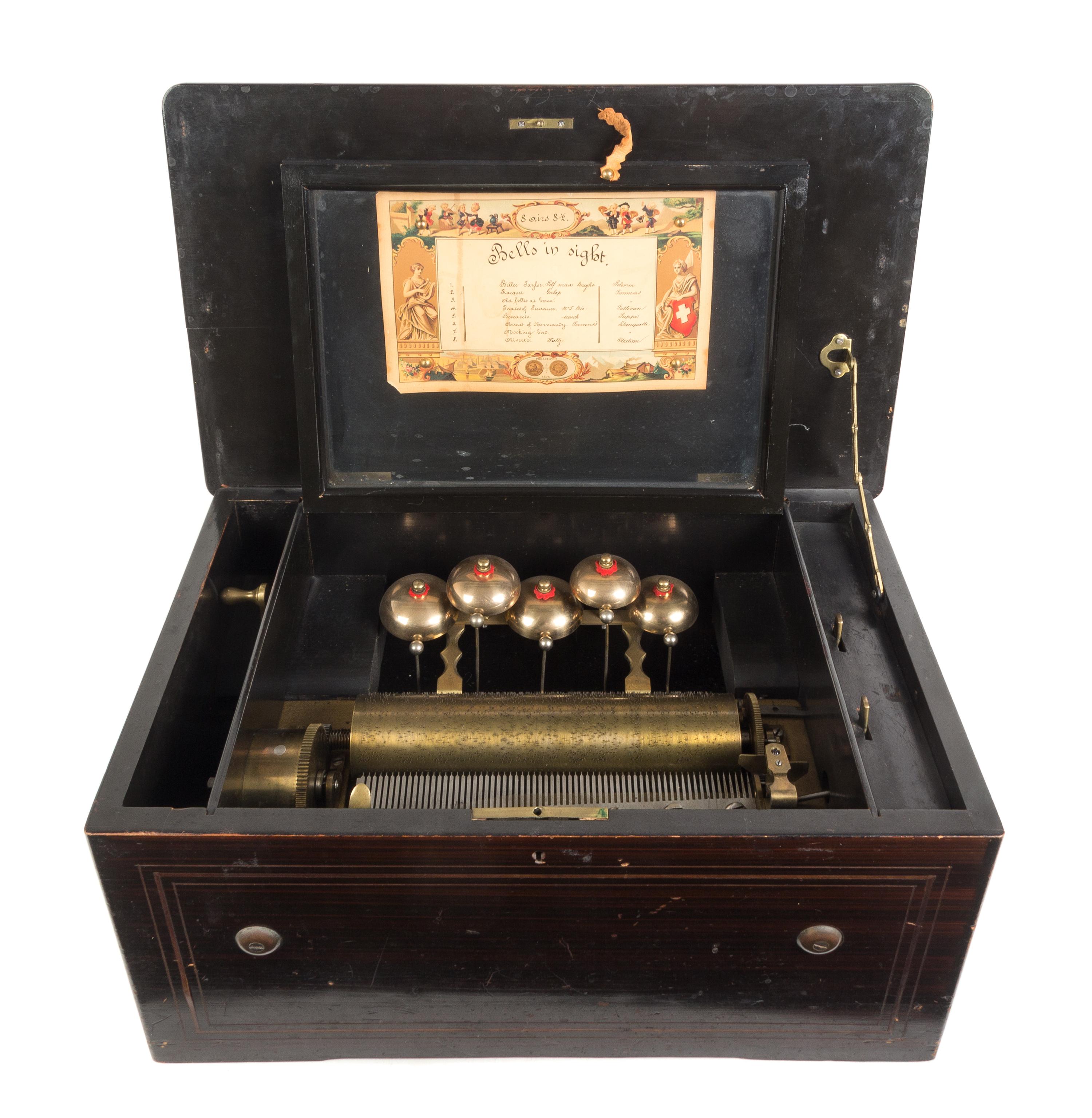 A Swiss Cylinder Music Box Width of case 18 3/4 inches. — MID-19TH CENTURY