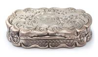 A Victorian Silver Vinaigrette, Frederick Marson, Birmingham, 1869, of oval form with floral and foliate decoration.