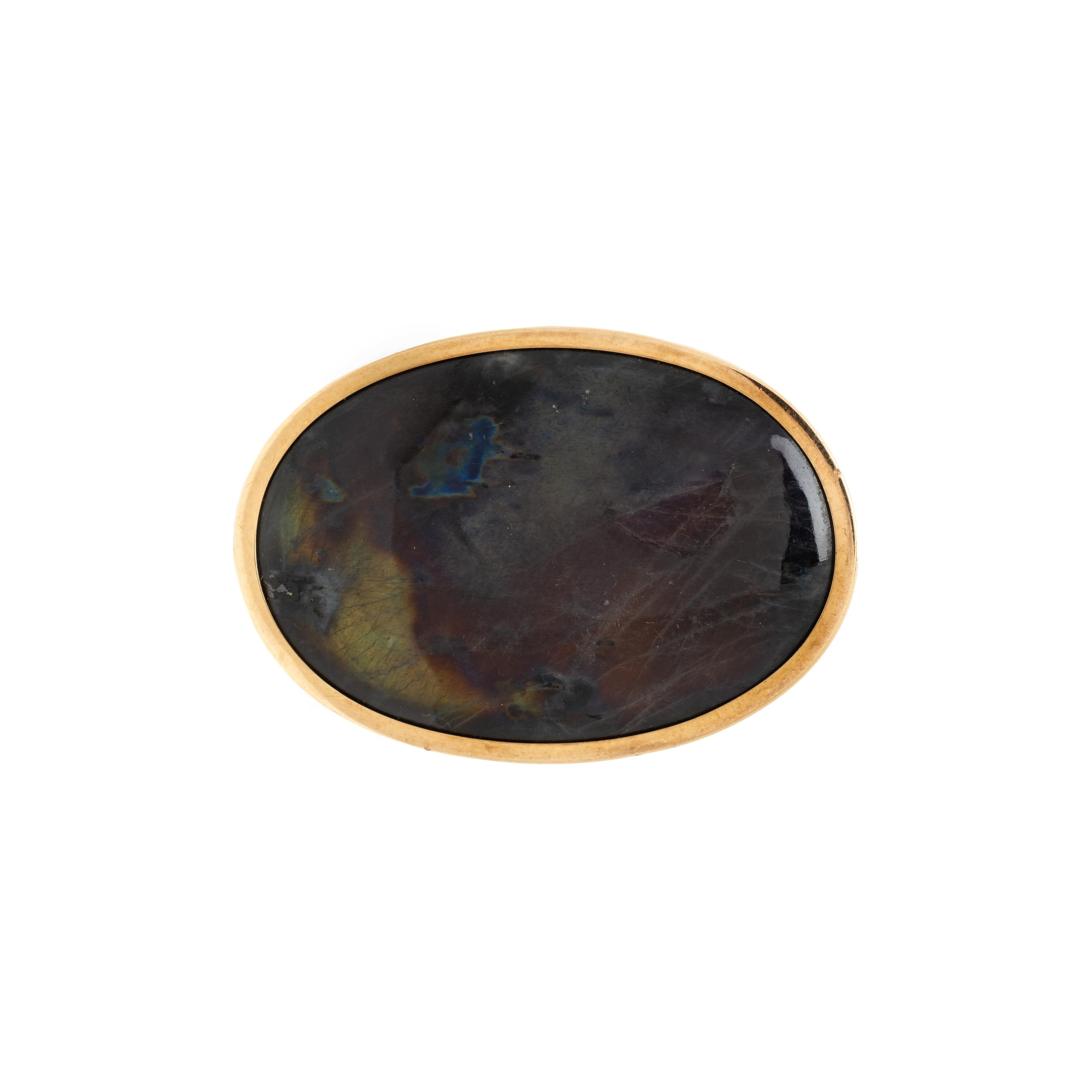 KAUNIS KORU, YELLOW GOLD AND SPECTROLITE BROOCH