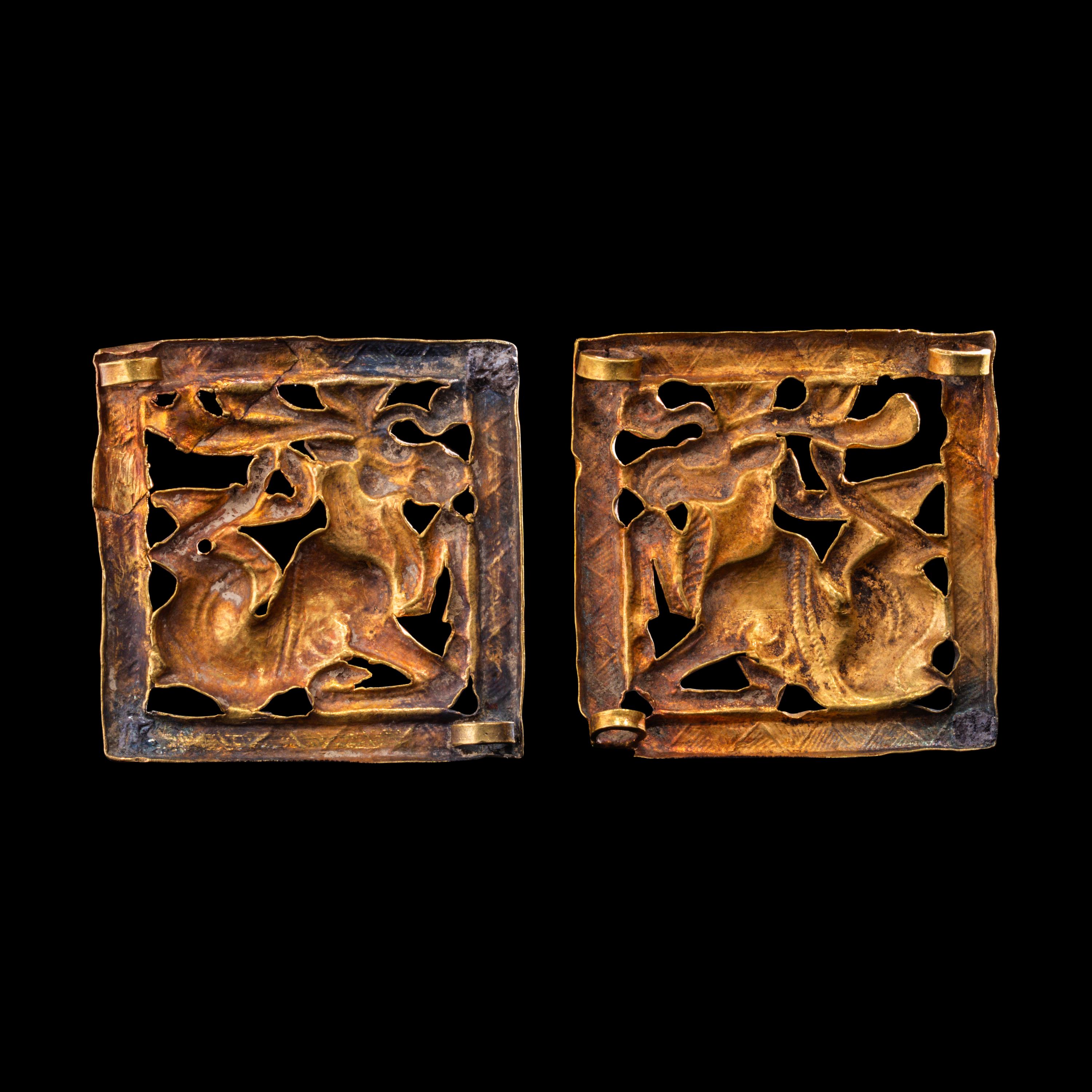 A Pair of Eurasian Gold Plaques with Stags