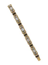 ARTS & CRAFTS, YELLOW GOLD, MOONSTONE, SAPPHIRE AND ONYX BRACELET