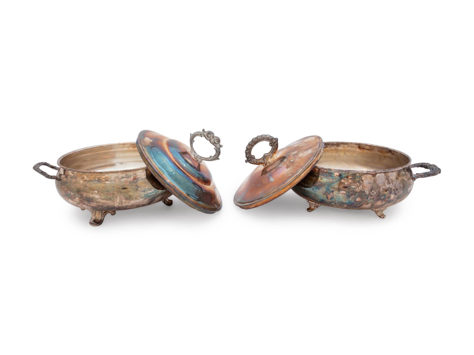 A Pair of American Silver-Plate Covered Serving Dishes