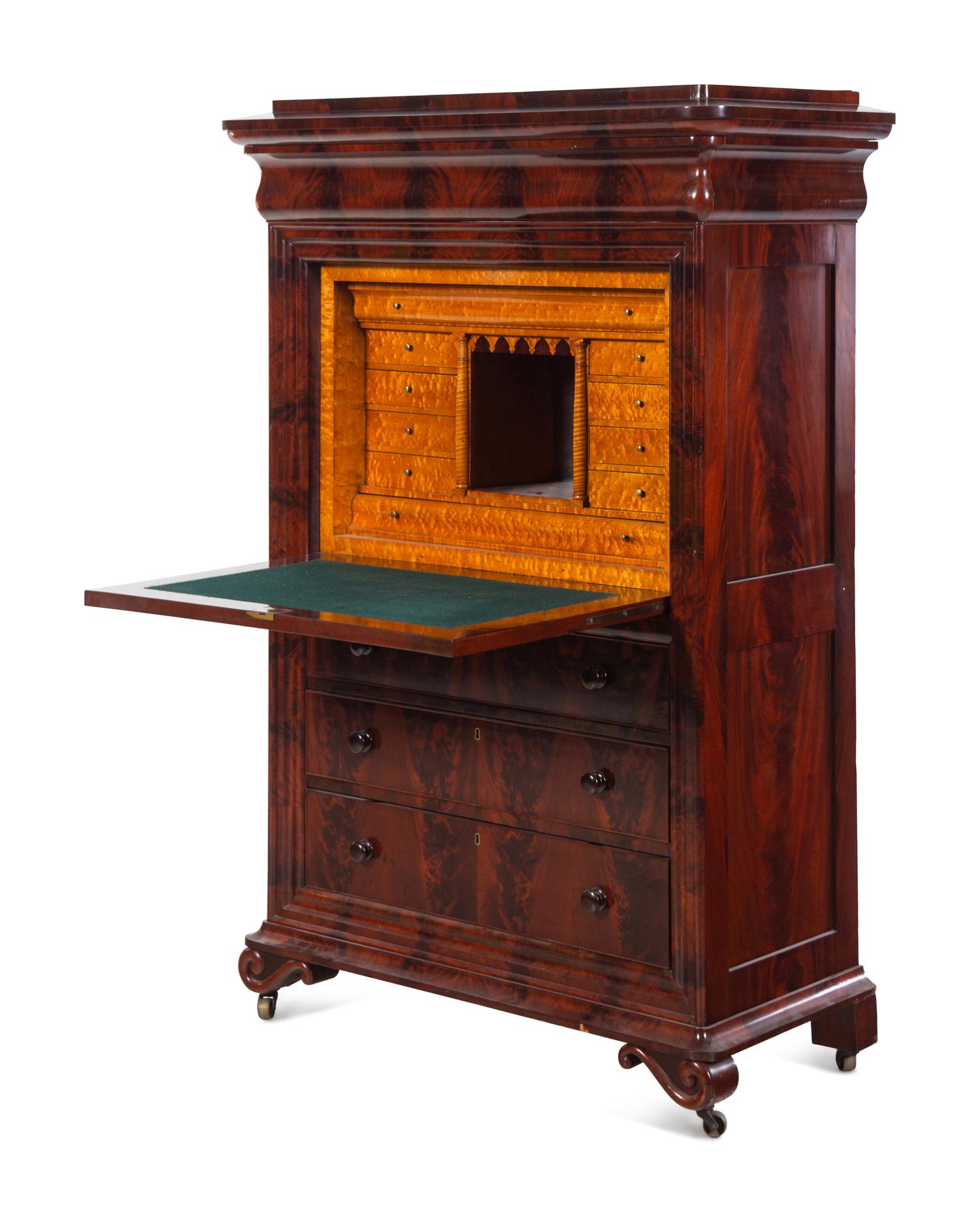 A Louis Philippe Figured Mahogany Secrétaire à Abattant