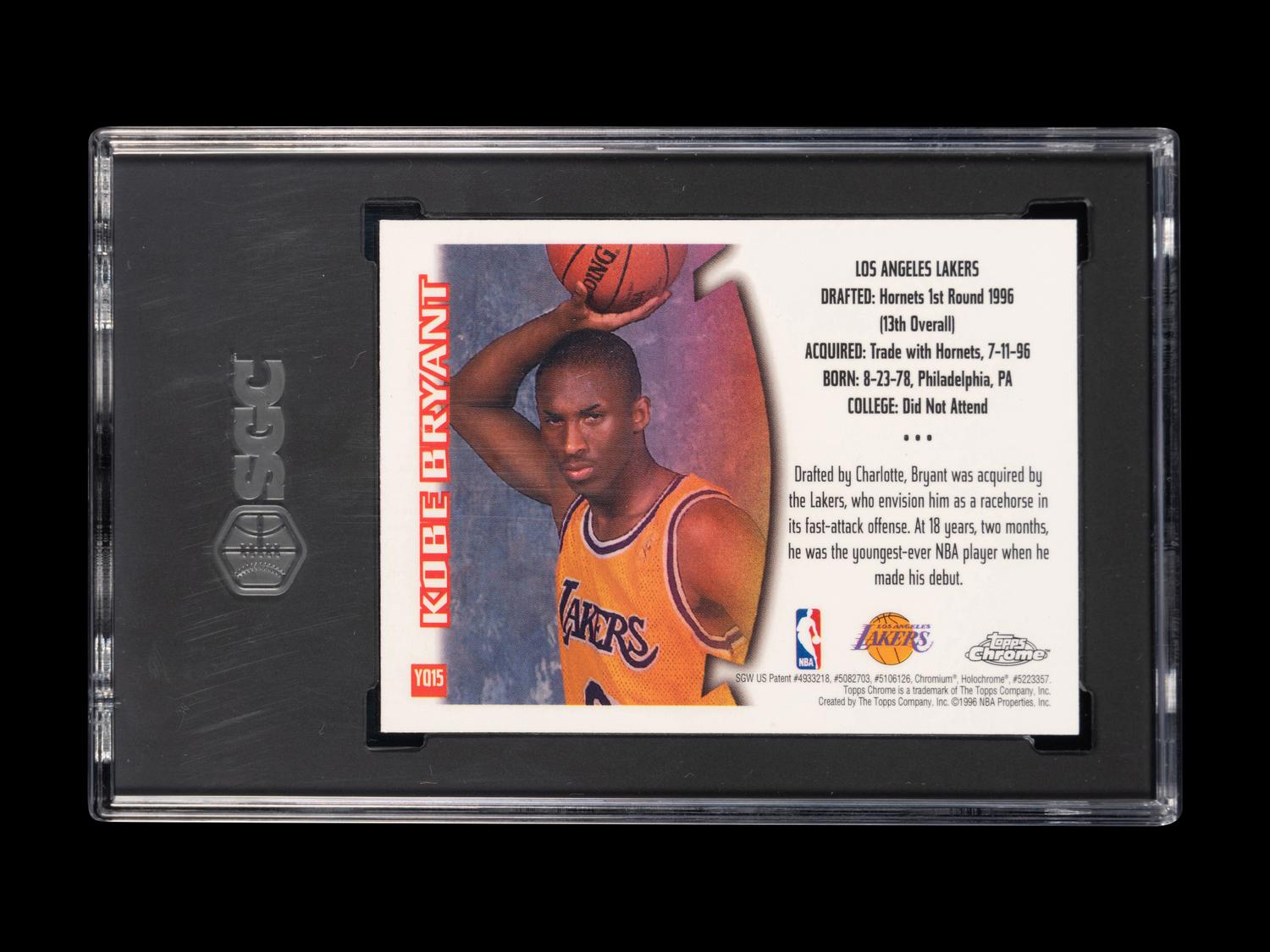 A 1996-97 Topps Chrome Kobe Bryant Youthquake Basketball Card No. YQ15 (SGC 7 NM)
