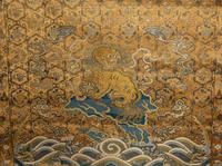 A Chinese Gold Ground Brocade Woven Silk Panel