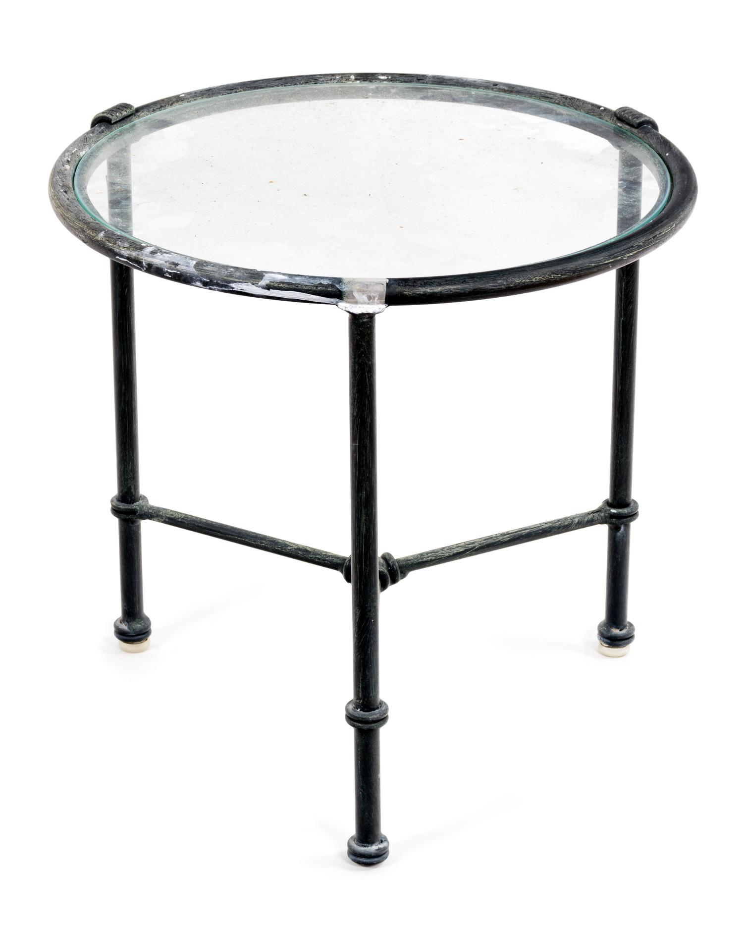A Metal Circular Side Table Height 18 3/4 x diameter 19 1/4 inches. — 20TH CENTURY
