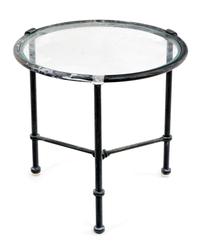 A Metal Circular Side Table Height 18 3/4 x diameter 19 1/4 inches. — 20TH CENTURY