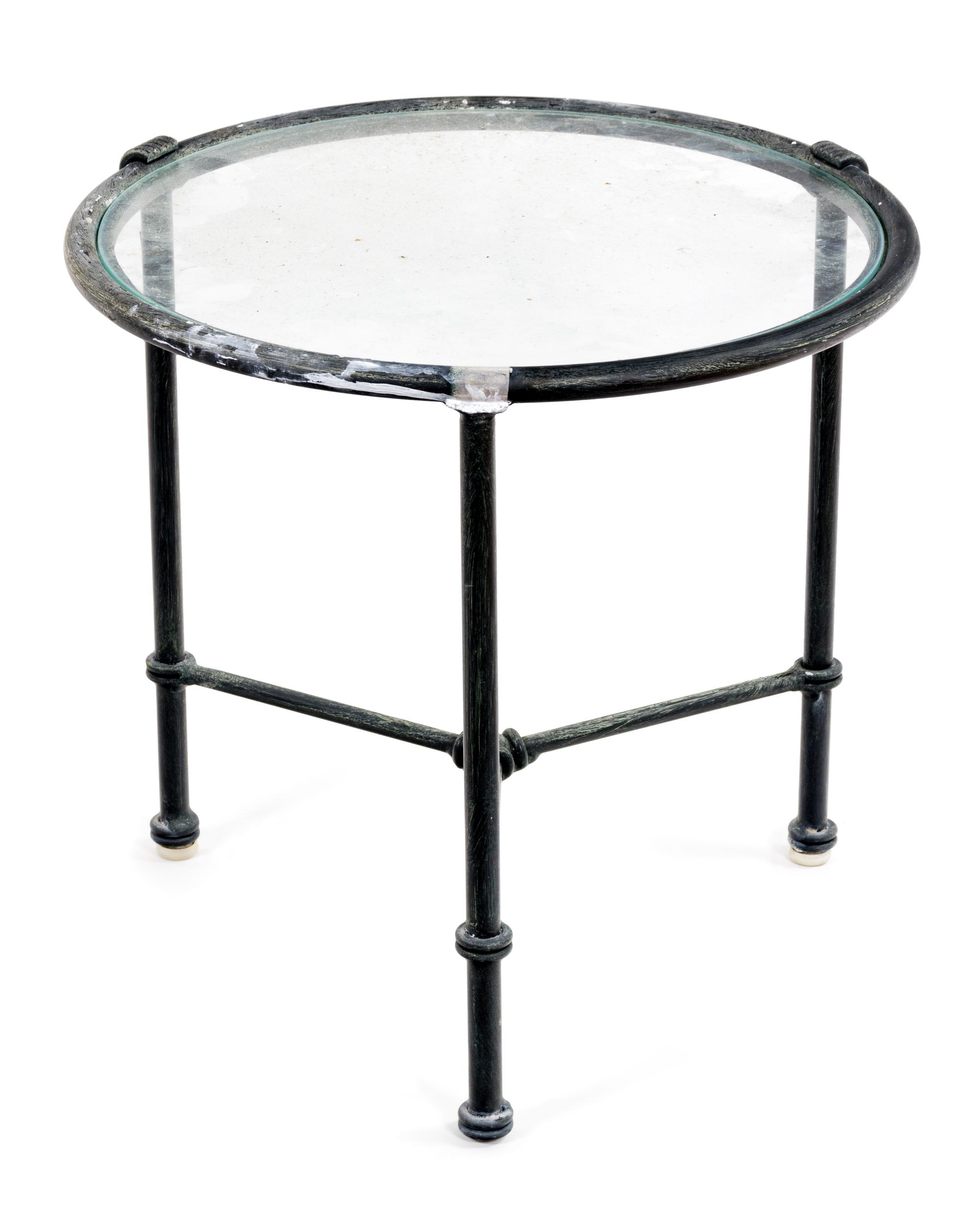 A Metal Circular Side Table Height 18 3/4 x diameter 19 1/4 inches. — 20TH CENTURY