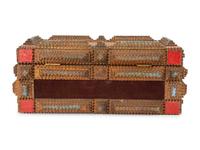A Painted Wood and Velvet Tramp Art Box