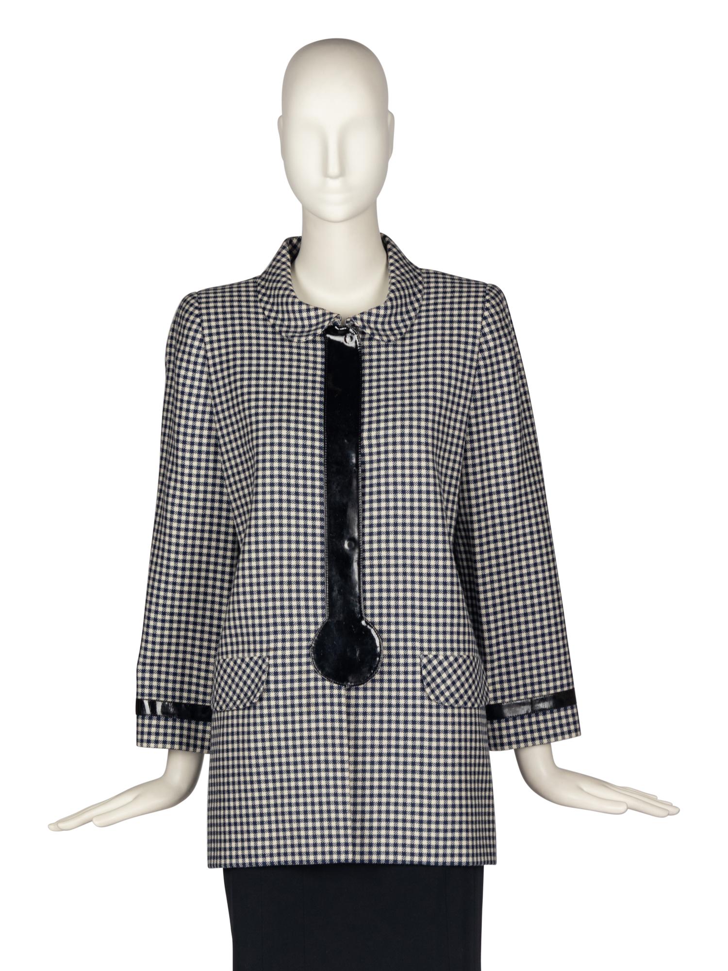 Pierre Cardin Haute Couture Gingham Coat with Vinyl Details