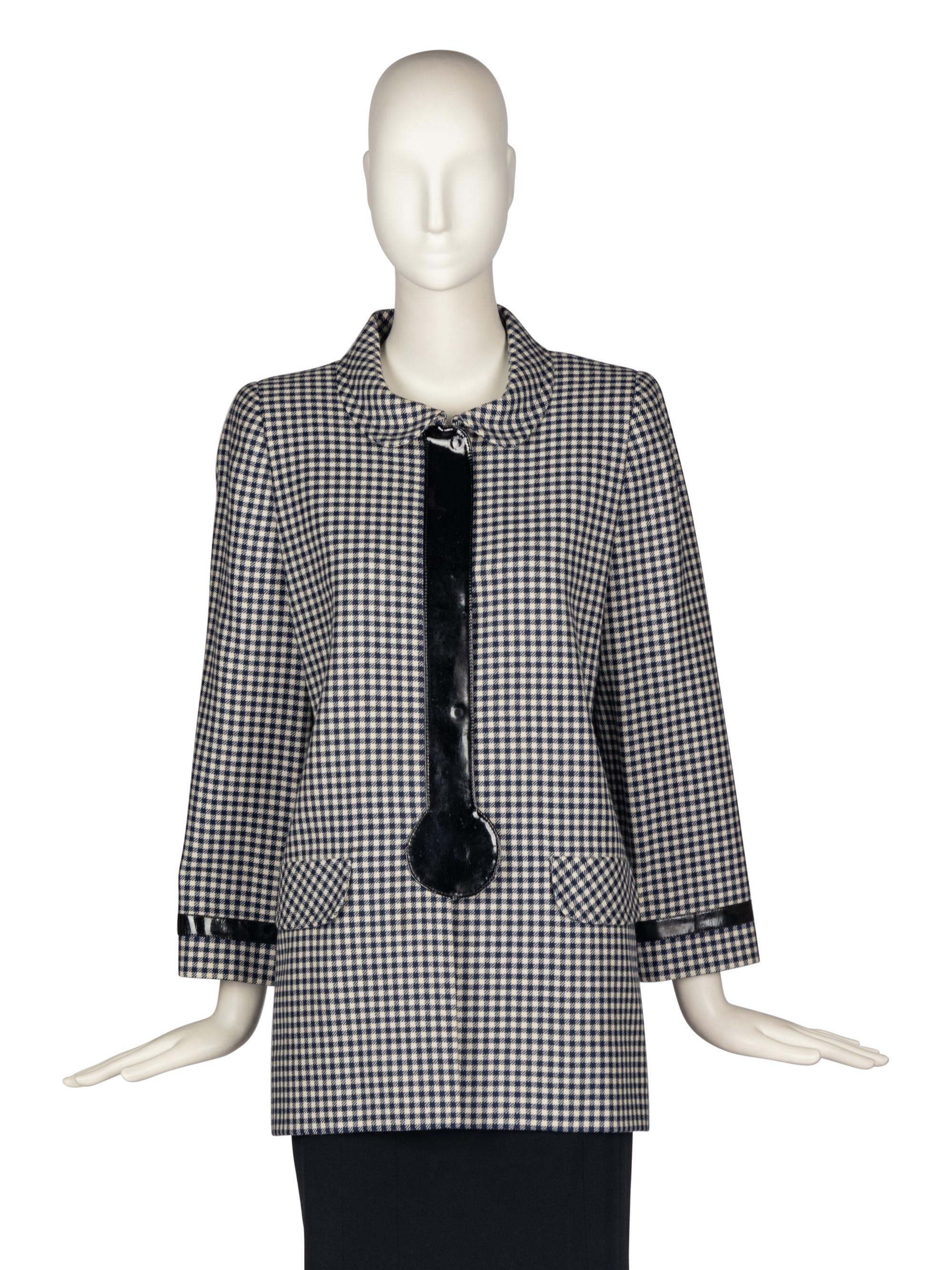 Pierre Cardin Haute Couture Gingham Coat with Vinyl Details