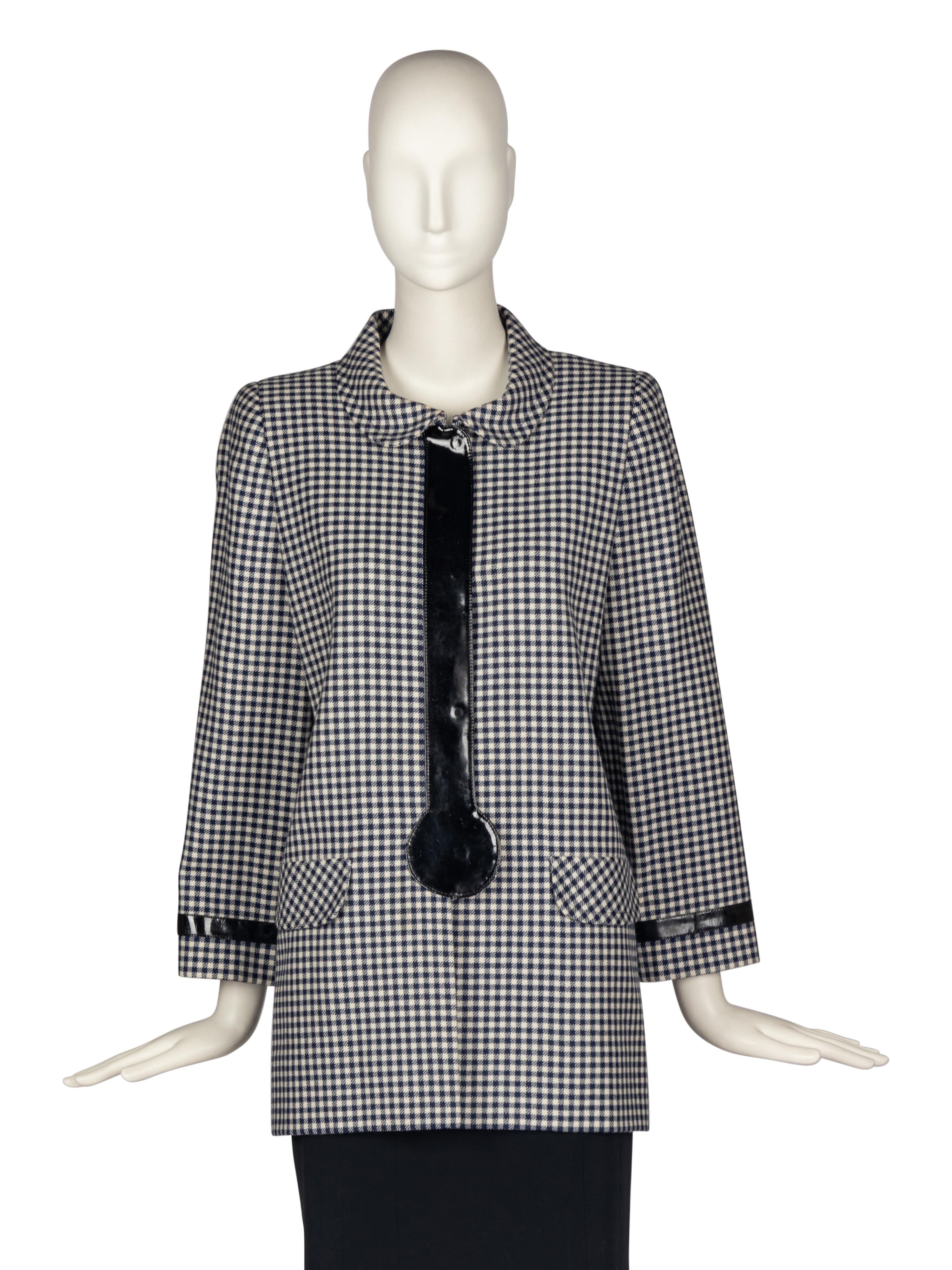 Pierre Cardin Haute Couture Gingham Coat with Vinyl Details