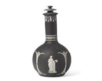 A Wedgwood Black Jasperware Bottle Vase and Cover