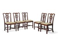 A Set of Five Chippendale Mahogany Side Chairs