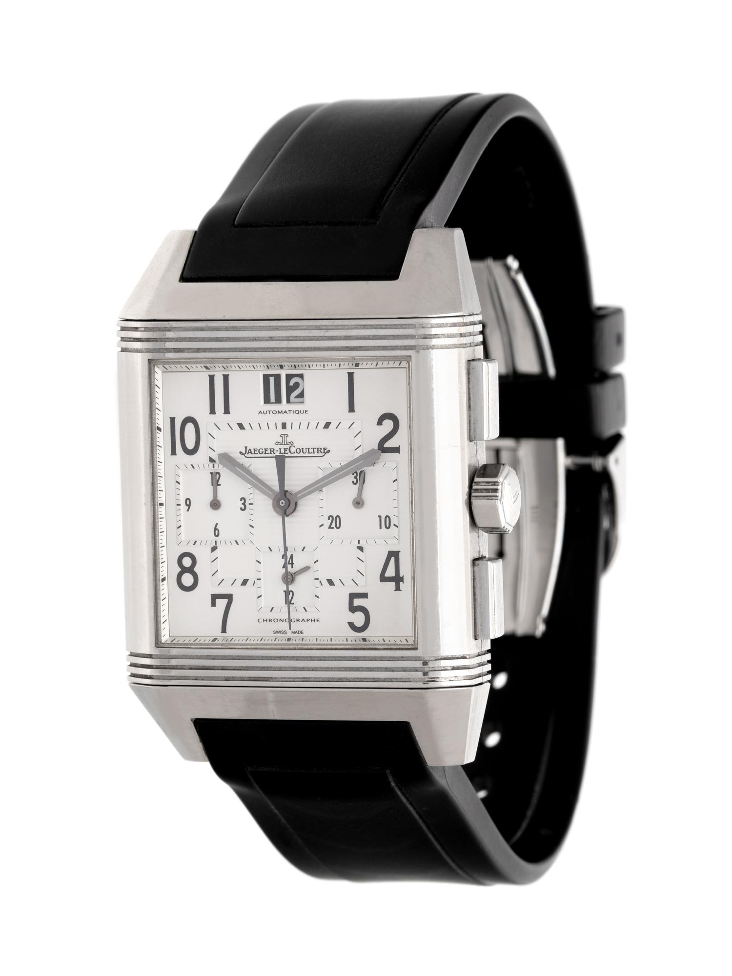 JAEGER-LeCOULTRE, STAINLESS STEEL REF. 230.8.45 'REVERSO SQUADRA' CHRONOGRAPH GMT WRISTWATCH