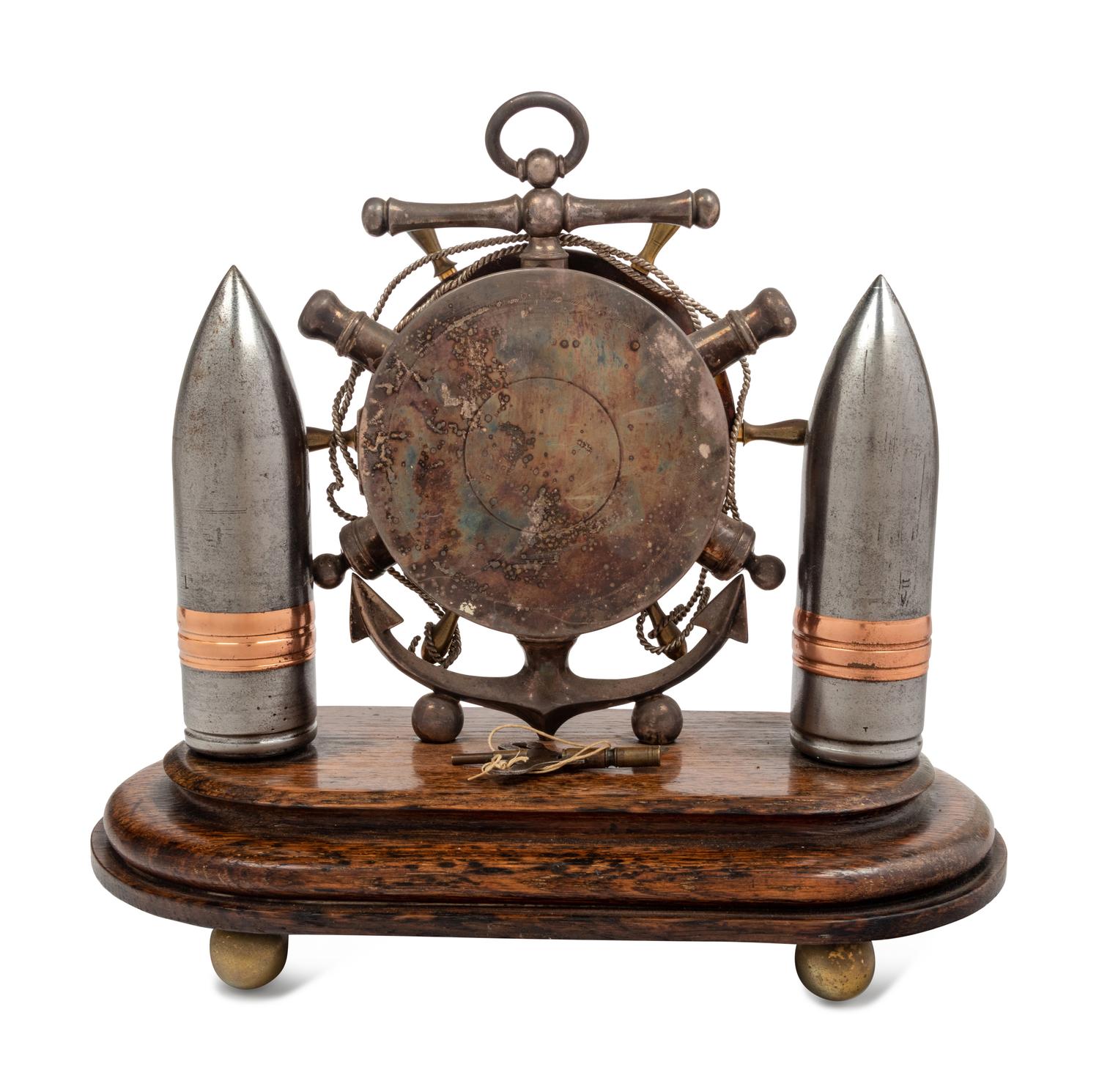 A Continental Steel and Brass Nautical Mantel Clock