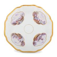 A Meissen Porcelain Ozier-Molded Scenic Tureen with Stand