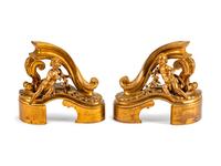 A Pair of Louis XV Style Gilt-Bronze Chenets — 19TH CENTURY