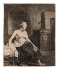 Woman Sitting Half Dressed by a Stove , 1658