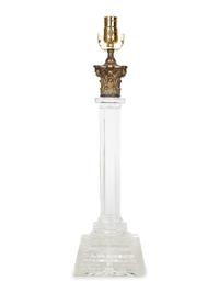 An Irish Gilt Bronze Mounted Cut Glass Columnar Lamp — 20TH CENTURY