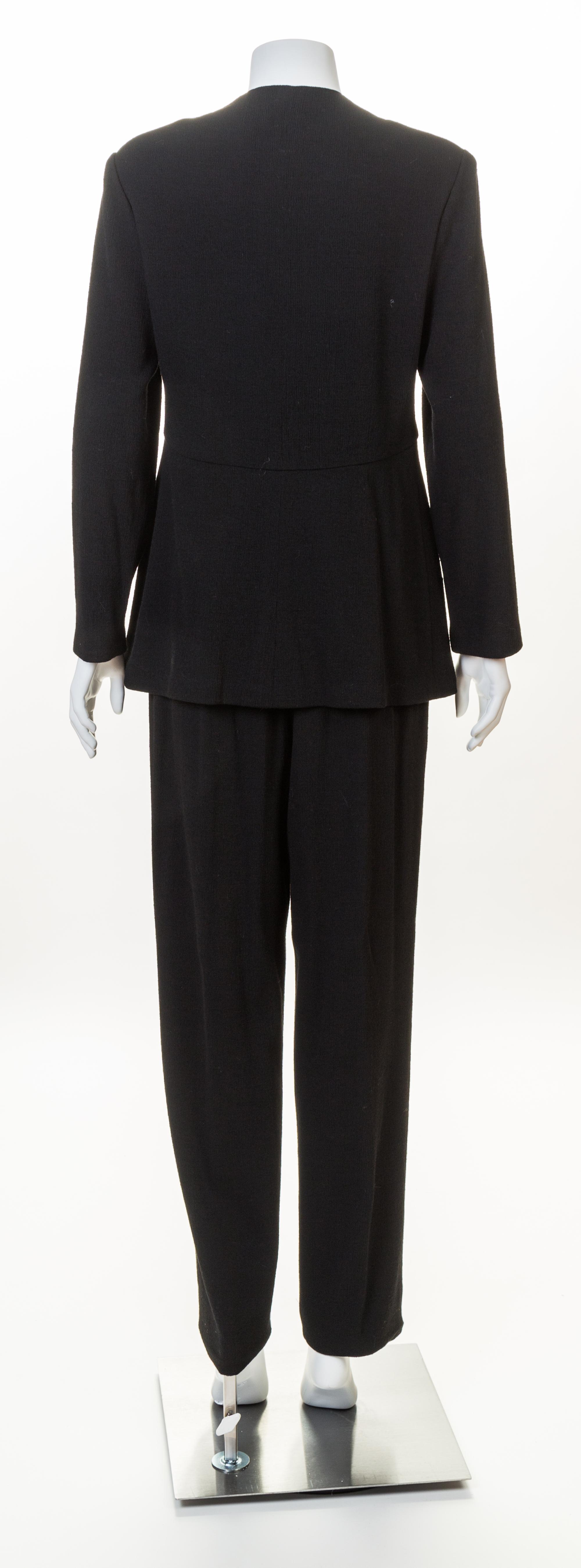 A Geoffrey Beene Black Jacket, Pant and Skirt Ensemble, Each size 8.