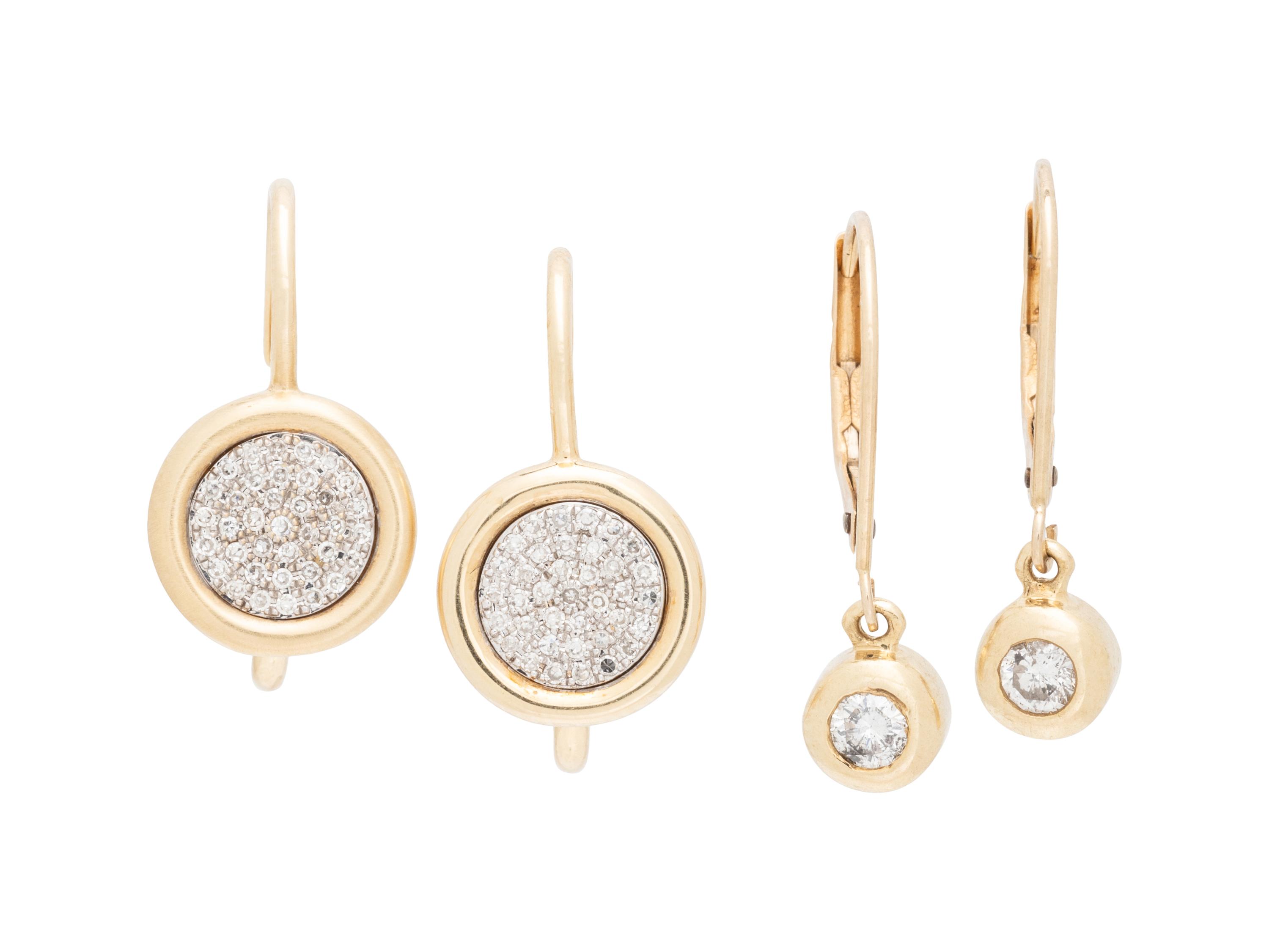 COLLECTION OF YELLOW GOLD AND DIAMOND EARRINGS