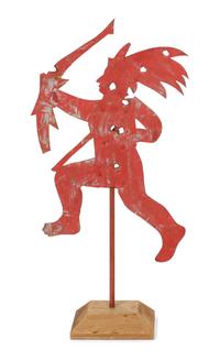 A Painted Metal Indian Silhouette Weather Vane Height overall 21 1/2 inches.