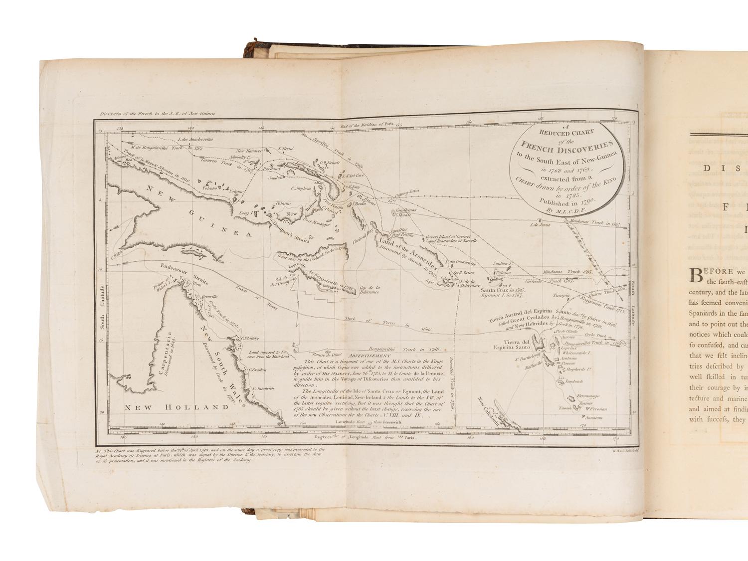 [EXPLORATION -- PACIFIC]. FLEURIEU, Charles Pierre Claret de, Comte (1738-1810). Discoveries of the French in 1768 and 1769, to the South-East of New Guinea … Translated from the French. London: John Stockdale, 1791.
