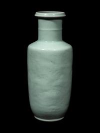 A Pale Celadon Glazed Porcelain Rouleau Vase